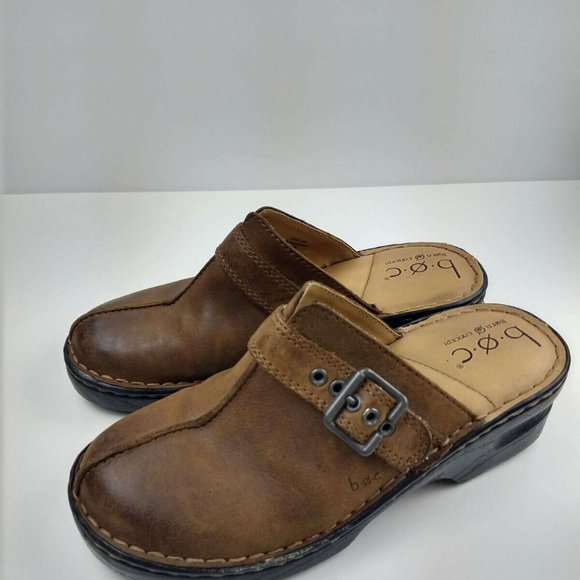 Boc Born Concept Brown Buckle Slip On Clogs Mules Shoes 7/38 M/W - Picture 8 of 9